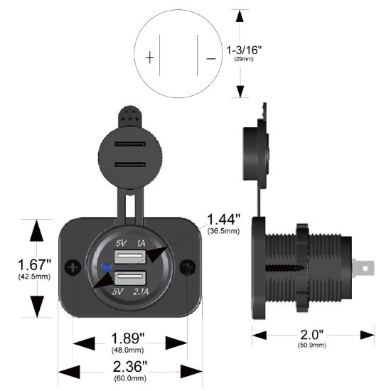 BULLDOG WINC USB POWER SOCKET  DUAL 5V 1A - 20287