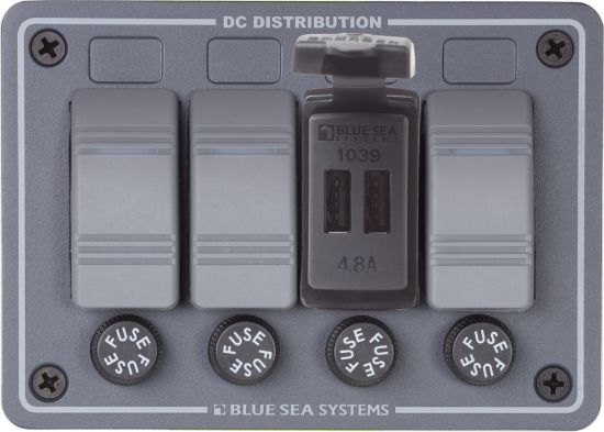 BLUE SEA 12/24VDC DUAL USB 4.8A SWMNT - 1039BSS