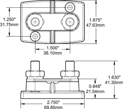 BLUE SEA BUSBAR DUAL STUD 3/8IN W/INSULATORS - 2019BSS