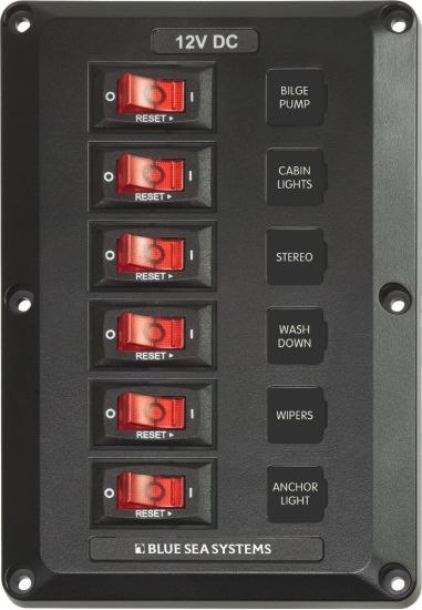 BLUE SEA PANEL BELOW DECK 12VDC 6PC - 4352BSS
