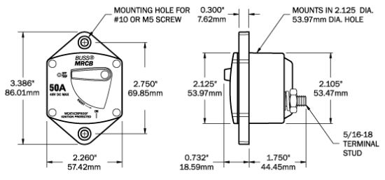 BLUE SEA CIRCUIT BREAKER 187 PNLMNT 100A - 7044BSS