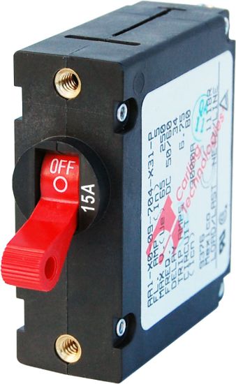 BLUE SEA CIRCUIT BREAKER AA1TOGGLE 15A RED - 7209BSS