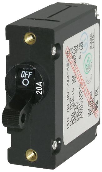 BLUE SEA CIRCUIT BREAKER AA1TOGGLE 20A BLK - 7212BSS