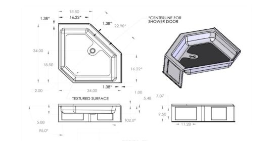 S.RECREATION NEO SHOWER BASE 34X34 FCD - NSB3434PC