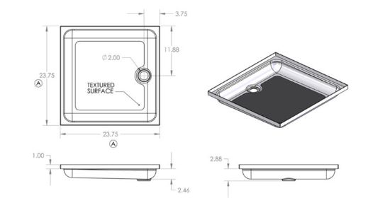 S.RECREATION SHOWER PAN 24 X 24 WHITE - SP2424W
