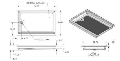 S.RECREATION SHOWER PAN 24 X 36 PARCH - SP2436PL