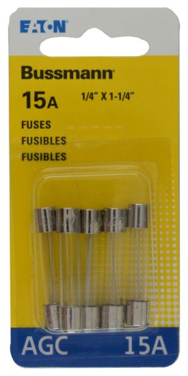 BUSSMANN 5PK BP/AGC15 FUSES - BPAGC15RP