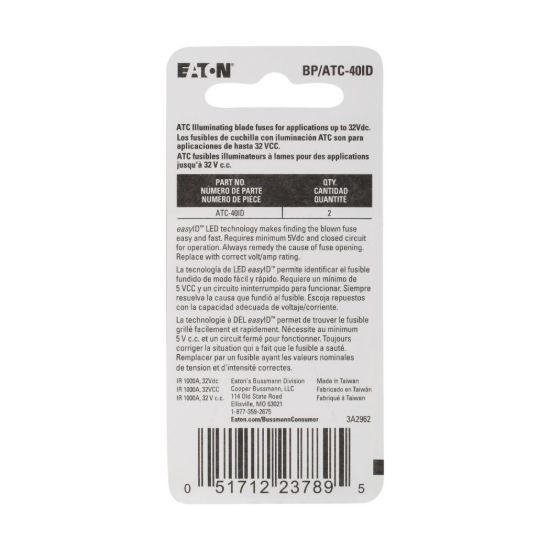 BUSSMANN 2PK BP/ATC40 EASY ID FUSE - BPATC40ID