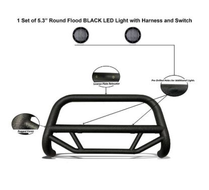 BLACK HORSE MAX T BULL BAR KIT - BTMR1103PB