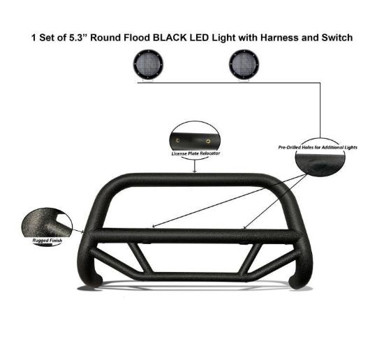 BLACK HORSE MAX T BULL BAR KIT - BTMR1103PB