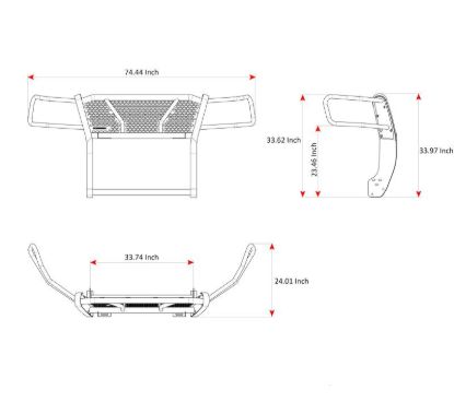 BLACK HORSE RUGGED HEAVY DUTY GRILLE GUARD KIT - UNIFR22BK1