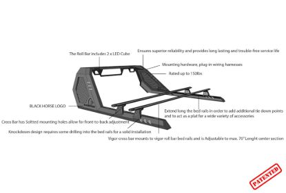 BLACK HORSE VIGOR ROLL BAR W/ VIGOR CROSS BAR B - VRCB6407B