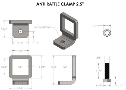 BULLETPROOF 2.5' BULLETPROOF ANTI-RATTLE CLAMP - 25ANTIRATT
