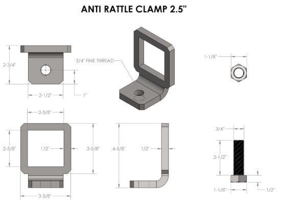 BULLETPROOF 2.5' BULLETPROOF ANTI-RATTLE CLAMP - 25ANTIRATT