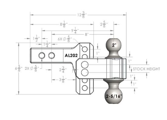 BULLETPROOF BPH ALUMINUM 2' SHANK 2' DROP/RISE - AL202