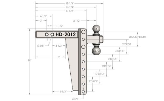 BULLETPROOF 2.0' HEAVY DUTY 12' DROP/RISE - HD2012