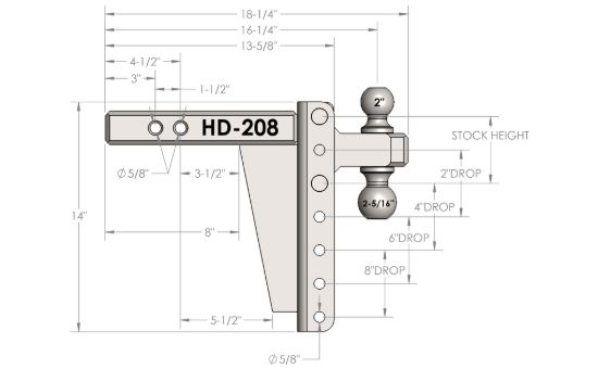 BULLETPROOF 2.0' HEAVY DUTY 8' DROP/RISE - HD208