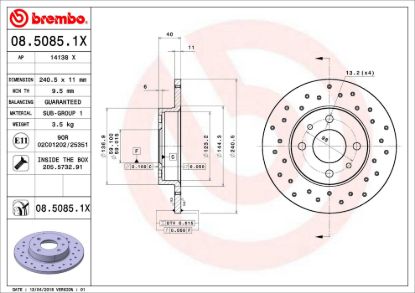 BREMBO DISC BRAKE ROTOR - 0850851X