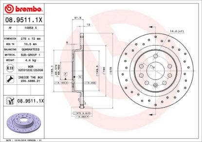 BREMBO DISC BRAKE ROTOR - 0895111X