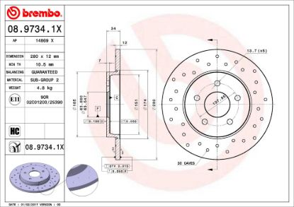 BREMBO DISC BRAKE ROTOR - 0897341X