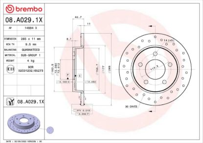 BREMBO BRAKE DISC - 08A0291X