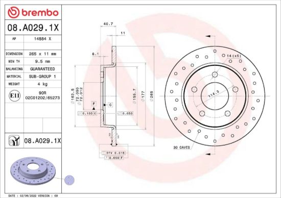 BREMBO BRAKE DISC - 08A0291X