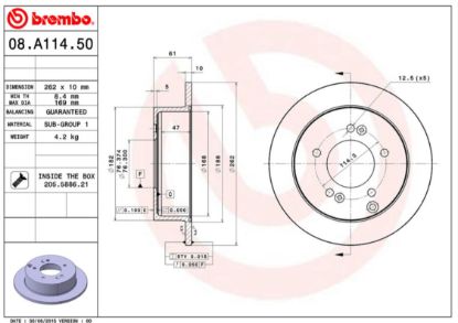 BREMBO DISC BRAKE ROTOR - 08A11450