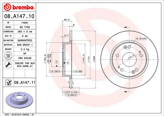 BREMBO DISC BRAKE ROTOR - 08A14711