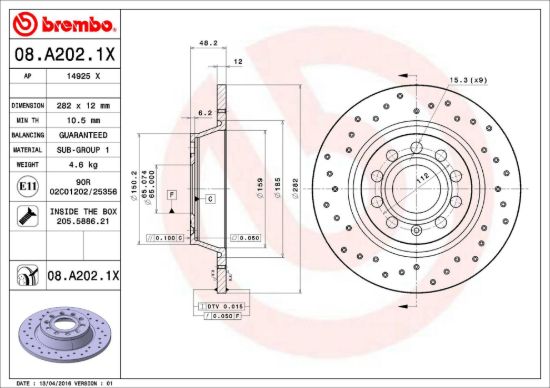BREMBO DISC BRAKE ROTOR - 08A2021X
