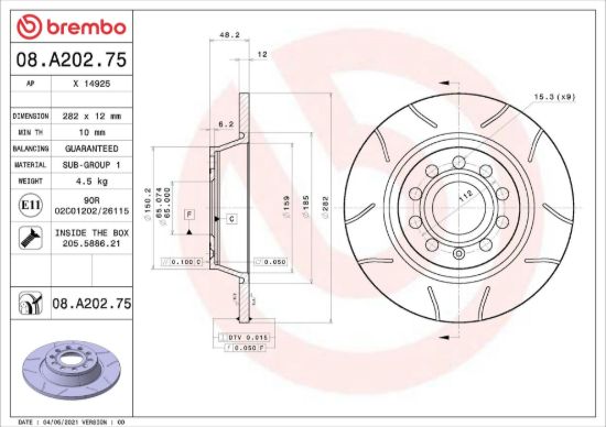 BREMBO BRAKE DISC - 08A20275
