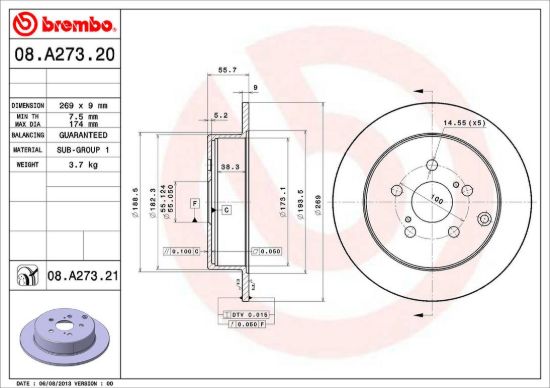 BREMBO DISC BRAKE ROTOR - 08A27321