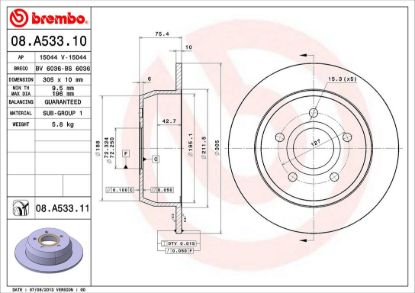 BREMBO DISC BRAKE ROTOR - 08A53311