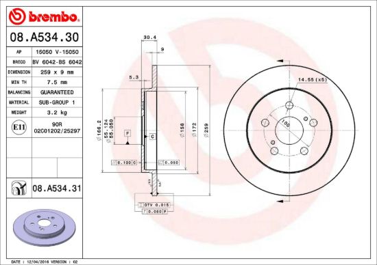 BREMBO DISC BRAKE ROTOR - 08A53431