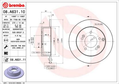 BREMBO DISC BRAKE ROTOR - 08A63111