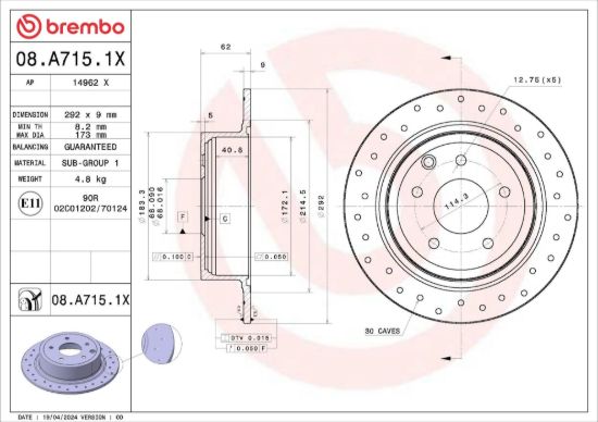 BREMBO BRAKE DISC - 08A7151X