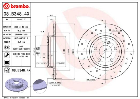 BREMBO DISC BRAKE ROTOR - 08B3484X