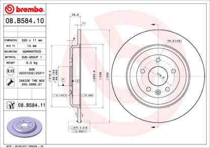 BREMBO DISC BRAKE ROTOR - 08B58411