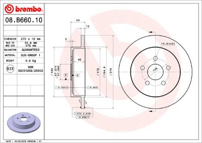 BREMBO DISC BRAKE ROTOR - 08B66010