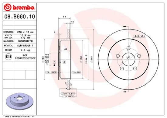 BREMBO DISC BRAKE ROTOR - 08B66010