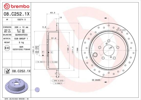 BREMBO BRAKE DISC - 08C2521X