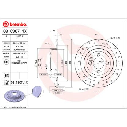 BREMBO DISCBRAKEROTOR SOLIDDISC - 08C3071X