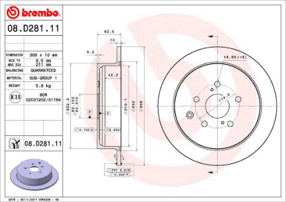 BREMBO DISC BRAKE ROTOR - 08D28111