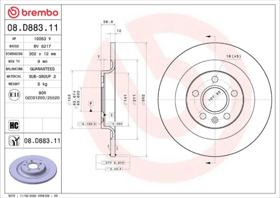 BREMBO BRAKE DISC - 08D88311