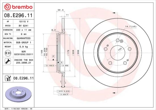 BREMBO BRAKE DISC - 08E29611