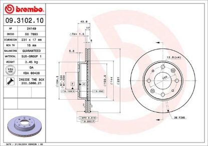 BREMBO DISC BRAKE ROTOR - 09310210
