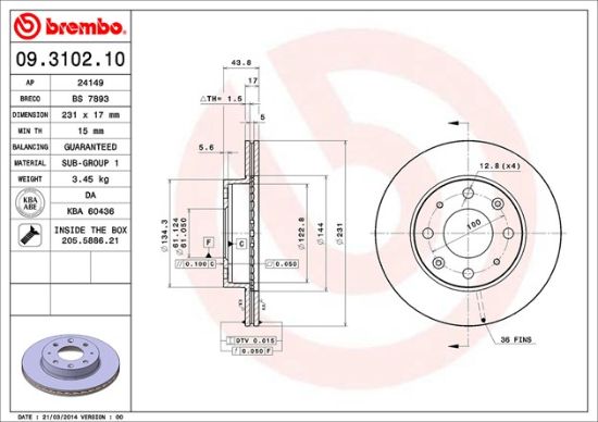 BREMBO DISC BRAKE ROTOR - 09310210