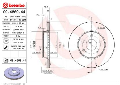 BREMBO DISC BRAKE ROTOR - 09486941