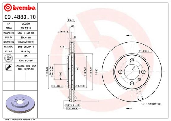 BREMBO DISC BRAKE ROTOR - 09488310