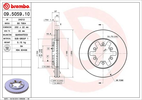 BREMBO DISC BRAKE ROTOR - 09505910