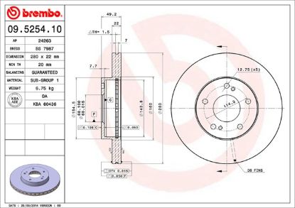 BREMBO DISC BRAKE ROTOR - 09525410